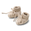Zandkleurige gebreide babyslofjes - Knitted booties soft beige melee